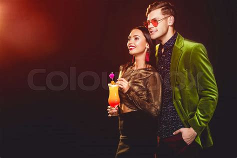 Beautiful Glamorous Couple With Cocktail On Party Stock Image Colourbox