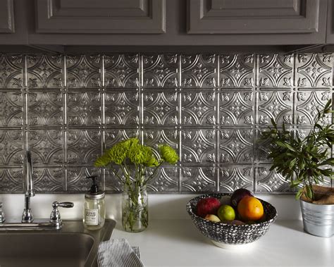 Simply cut with a scissors and the 2'x4' panels overlap with the next showing minimally visible they glue up over almost any solid surface such as walls, ceilings or backsplashes, and can even be installed over small spray popcorn ceilings or. Best 25+ Tin tile backsplash ideas on Pinterest | Kitchen ...