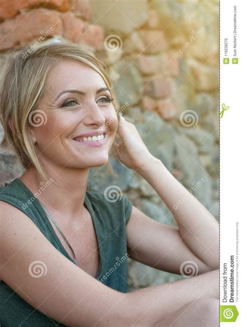Beautiful Happy Blonde Woman Smiling Stock Image Image