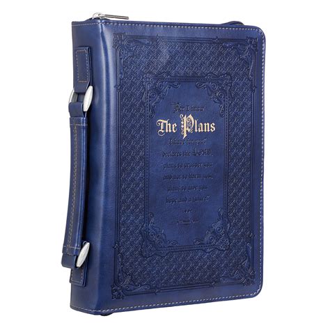 The Plans Dark Blue Faux Leather Classic Bible Cover Jeremiah 2911