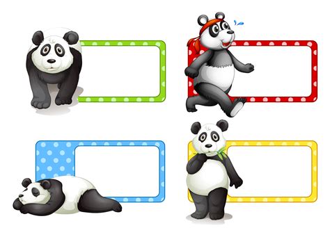 Labels Design With Pandas 417133 Vector Art At Vecteezy