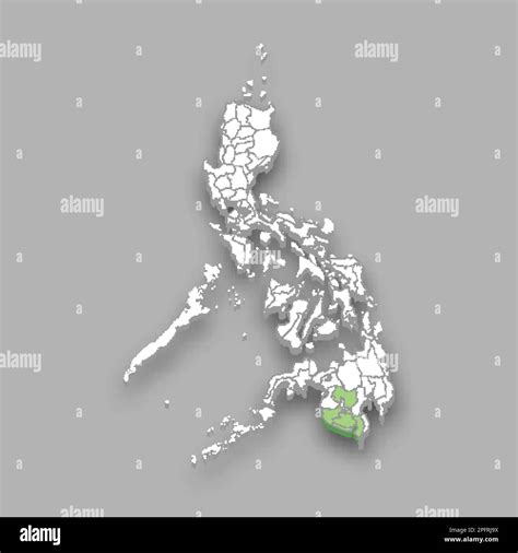 Soccsksargen Region Location Within Philippines 3d Isometric Map Stock