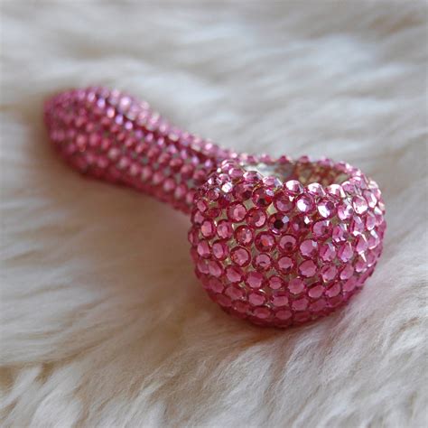 Girly Pink Rhinestone Hand Blown Glass Pipe By Glamglassboutique