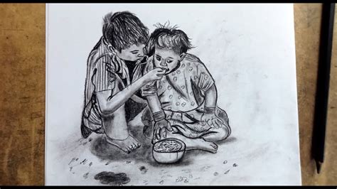 Poor Children Pencil Drawing How To Draw A Village Childrenindian