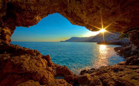 Sunrise Ocean Cave Wallpapers Sunrise Ocean Cave Stock