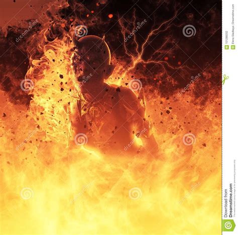 Demon Woman Burns In A Hellfire 3d Illustration Stock Illustration