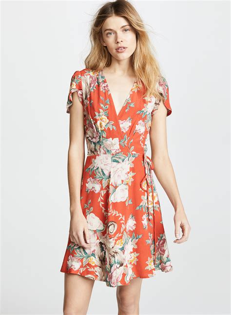 fashion floral printed lace up short sleeve v neck a line women midi dress