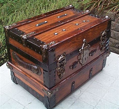Restored Antique Trunks For Sale Small Desktop Flat Top Quality