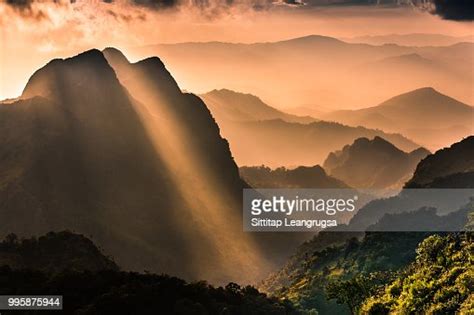 Raylight Sunset Landscape At Doi Luang Chiang Dao High Res Stock Photo