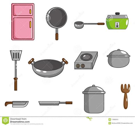 Collection by cooking gift set co. Cartoon kitchen tool icon stock illustration. Image of ...