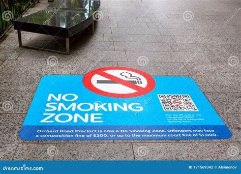 Singapore November 28 2019 Sign No Smoking Zone On The Sidewalk