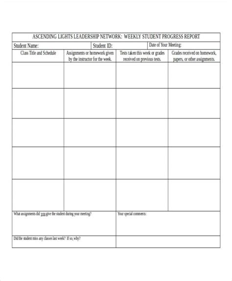 Weekly Student Report Templates 5 Free Word Pdf Format Download