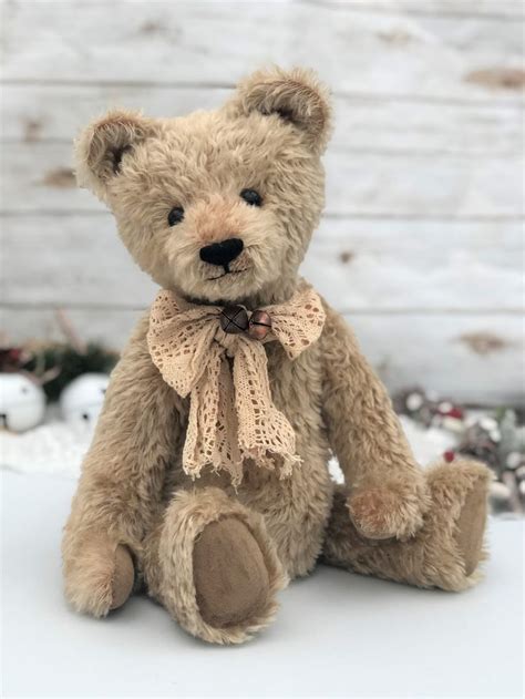 Large Vintage Bear Edward Fully Jointed Teddy Bear Etsy Uk Knitted