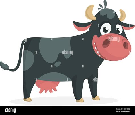 Funny Black And White Spotted Cow Character Cartoon Vector