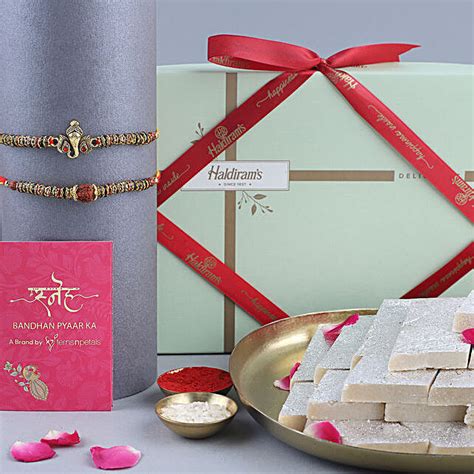 Buy Send Sneh Devotional Rakhi Set With Kaju Katli Box 400 Gm Online FNP