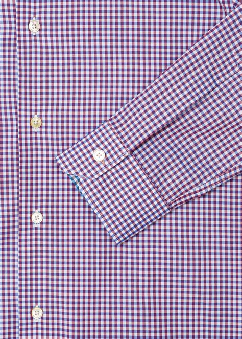 Shirts Tailored Fit Burgundy Gingham Motif Cotton Shirt Burgundy