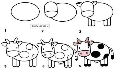 How to draw a moo moo cow ? | Easy drawings, Animal ...