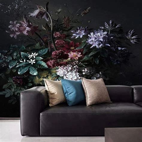 Large Moody Floral Dark Mural Wallpaper Sqm In 2021 Wall Painting