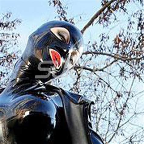 Suitop Sexy Rubber Latex Hoods Womens Females Masks With Open Eyes