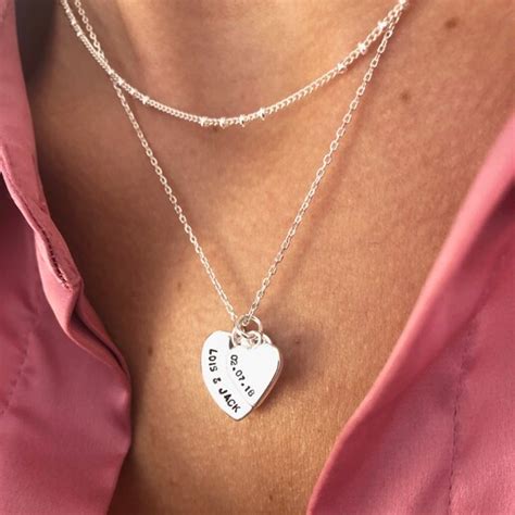 Personalised Double Heart Charm Necklace Lisa Angel