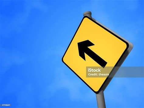 Road Sign Arrow Pointing Up And Left Stock Photo Download Image Now