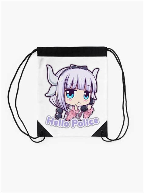 Kanna Dragon Maid Hello Police Drawstring Bag For Sale By Shoxx