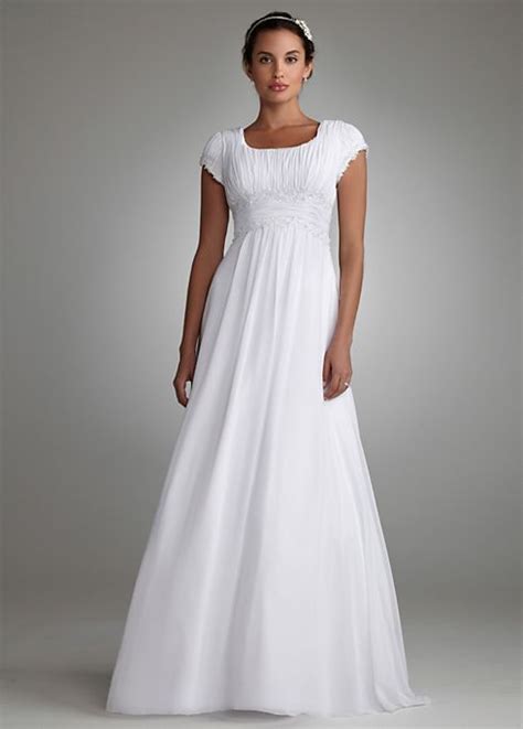 Soft Chiffon Wedding Dress With Beaded Lace Detail Davids Bridal