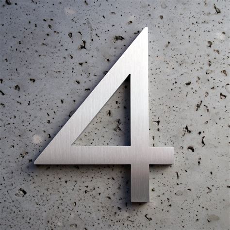 Modern House Numbers Aluminum Modern Font Number Four 4
