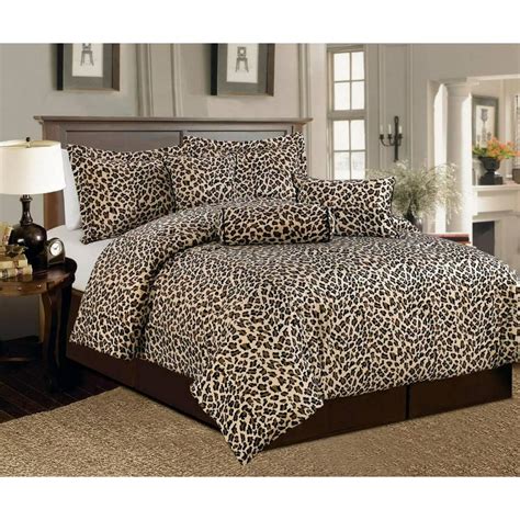 Legacy Decor 7 Pc Brown And Beige Leopard Print Faux Fur Cal King Size