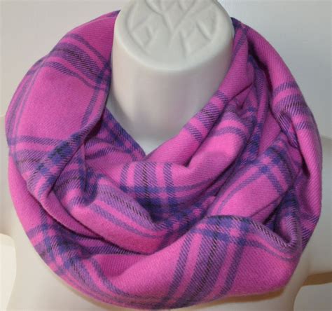 Pink Plaid Infinity Scarfpink With Purple Accents Flannel Infinity