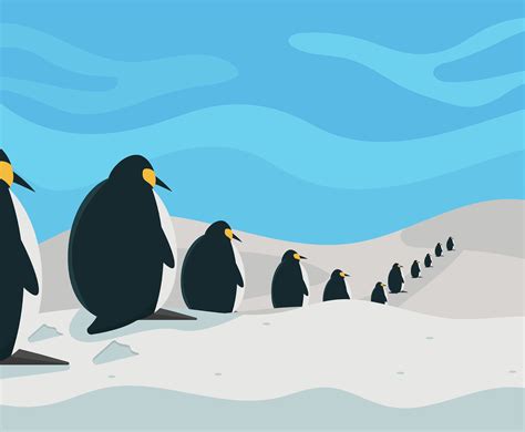 Flock Of Penguins Vector Vector Art And Graphics