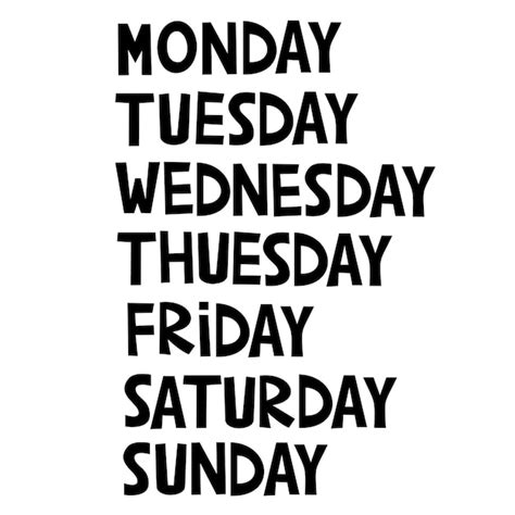Premium Vector Set Of Simple Weekdays Monday Tuesday Wednesday