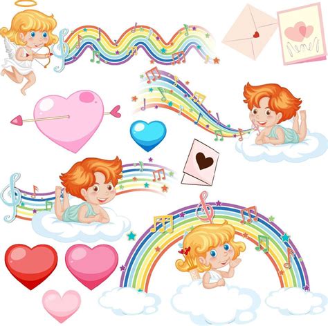 Valentine Theme With Cupid And Music Rainbow 7002617 Vector Art At Vecteezy
