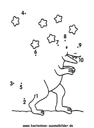 Jetzt ist es das zahlen verbinden mit dem zahlenbild. Zahlenbilder zum Ausmalen 07 | Dinosaurier vorschule ...