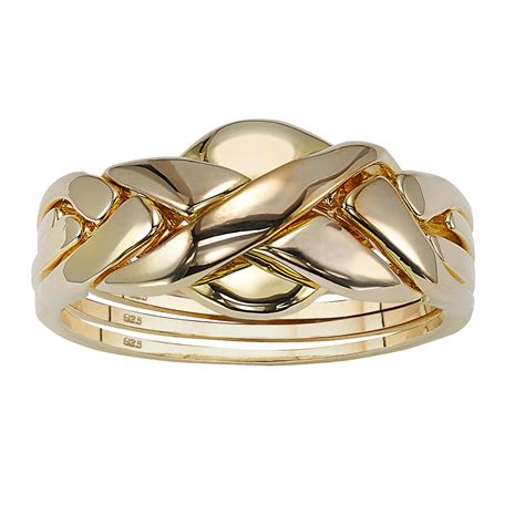 14k Yellow Gold Over Sterling Silver Puzzle Ring Buy Online In Saudi