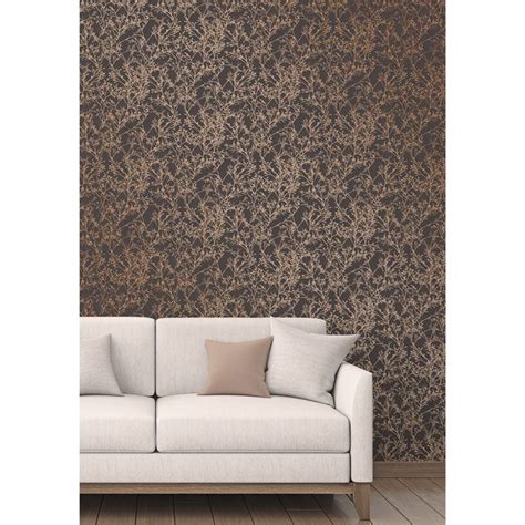 Fine Decor Tranquility Tree Wallpaper Colour Copper Pattern Fd41714