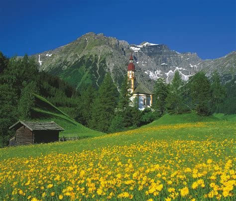 Austria Mountains House Church Landscape Wallpapers Hd Desktop