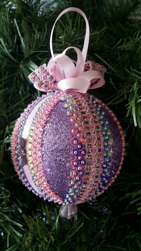Pink And Purple Glittered Sequin Christmas Ornament Etsy Adornos De