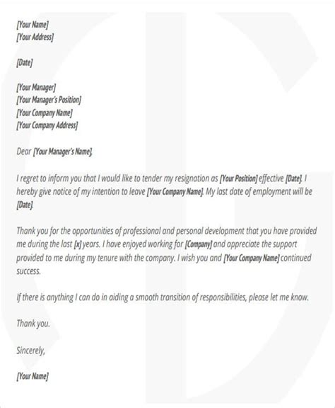 Sample Corporate Resignation Letters 10 Free Sample Example Format