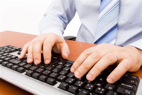 Man Typing In The Computer Stock Photo Image Of Blue 5465902