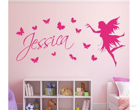 Personalised Name Sticker With Butterflies And Fairy