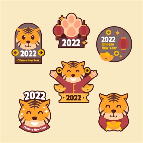 Chinese New Year Sticker Set 4911191 Vector Art At Vecteezy