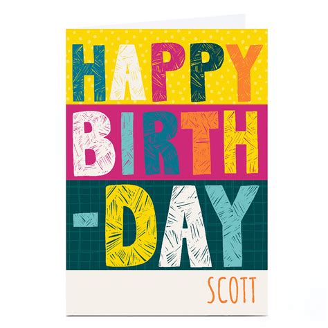 Buy Personalised Bev Hopwood Birthday Card Bright Text Any Name For