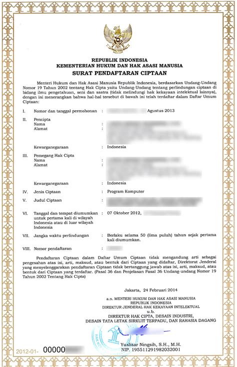 Tiada bahagian daripada terbitan i. Contoh Sertifikat Hak Cipta terdahulu