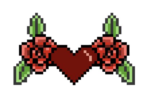 Pixel Heart With Roses By LadyMalande On DeviantArt