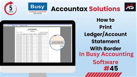How To Print Ledgeraccount Statement With Border In Busy Accounting