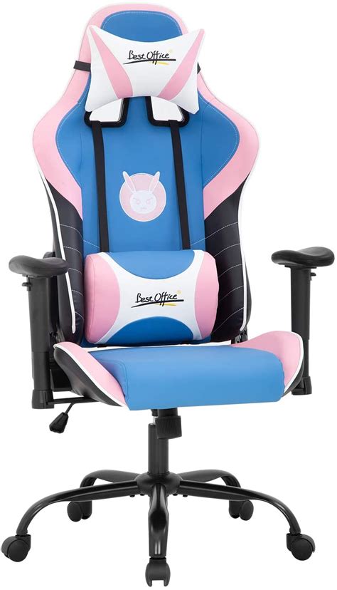Bestoffice Blue And Pink Pc Gaming Chair Cute Gaming Decor