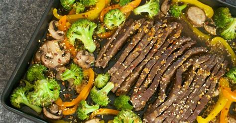 This meal is paleo, whole30. No-Grill Flank Steak Sheet Pan Dinner - Forkly