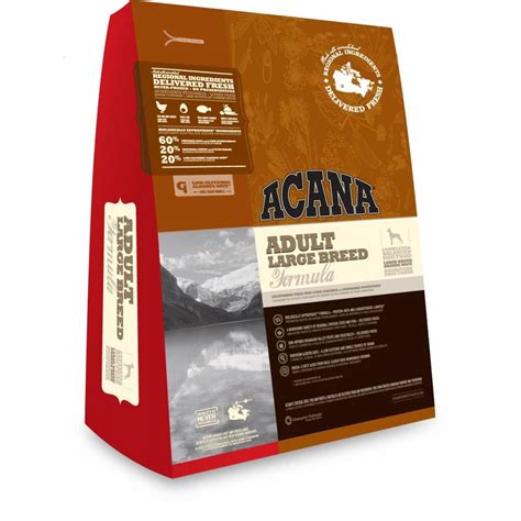 1/3 of meats are air dried at 90°c from fresh chicken, turkey and fish to create a concentrated source of richly nourishing protein. Acana Adult Large Breed Dog Food 13kg | Feedem