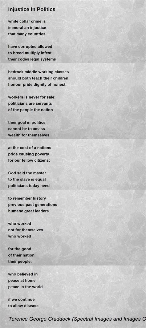 Injustice In Politics Injustice In Politics Poem By Terence George Craddock Spectral Images